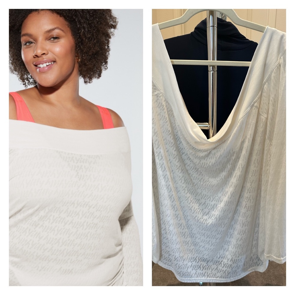 Yitty Major Label Cream Burn Out Boatneck Top. Size 4x. NWT.